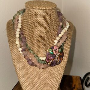 David Kuo Vintage Champleve’ Triple Strand Necklace